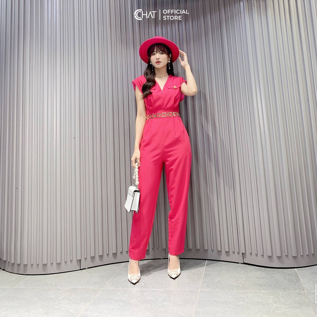 Jumpsuit Nữ 𝐂𝐂𝐇𝐀𝐓 Kiểu Dáng Baggy Sát Nách Đai Xích Phong Cách Trẻ Trung 12JSS2001BT P1005228