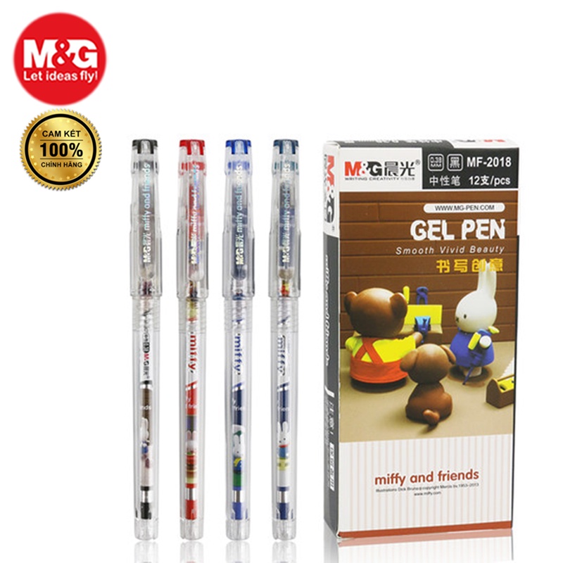 Bút bi nước nét mảnh 0.38, MF2018 mực mịn không bị phai viết êm trơn