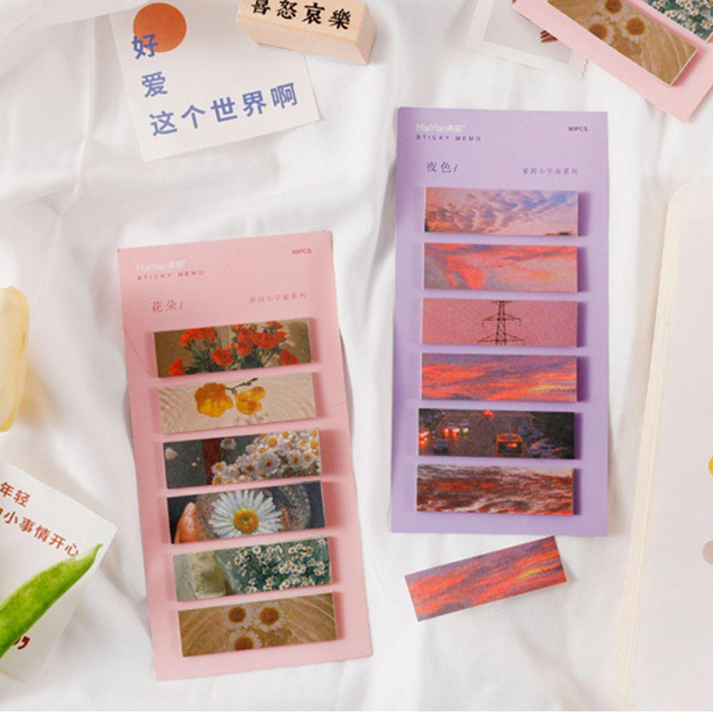 Bộ 90 Tờ Giấy Dán Ghi Chú Họa Tiết Hoa Phong Cảnh Dễ Thương