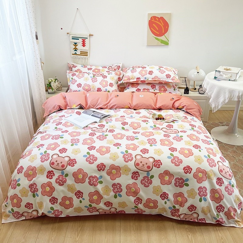 (GIÁ SỐC) Bộ Chăn Ga Gối Cottong Poly Cao Cấp - Hoa Quả Nhiệt Đới ( KHÔNG KÈM RUỘT )