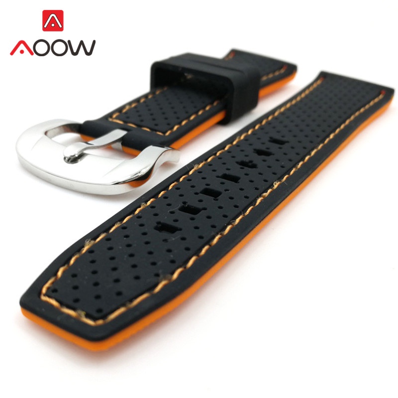 Dây Đeo Đồng Hồ Thể Thao Bằng Cao Su Silicon Chống Thấm Nước Dài 20mm 22mm 24mm