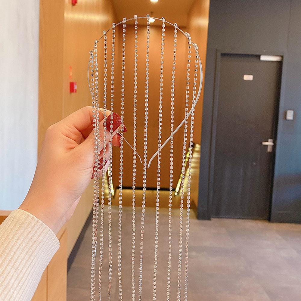 Băng Đô Cài Tóc Tua Rua Dài Đính Kim Tuyến Lấp Lánh Thanh Lịch Cho Cô Dâu