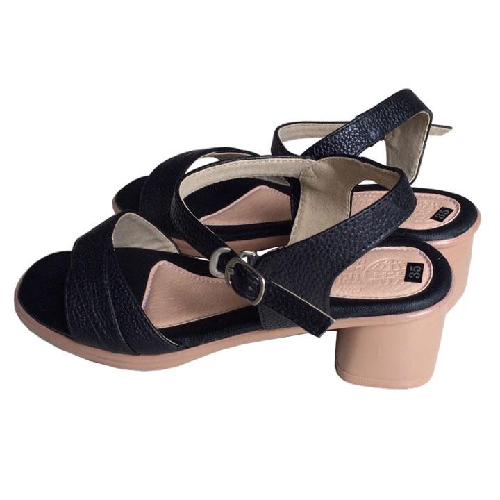 Dép sandal nữ đế cao da bò cao cấp THSDN0123