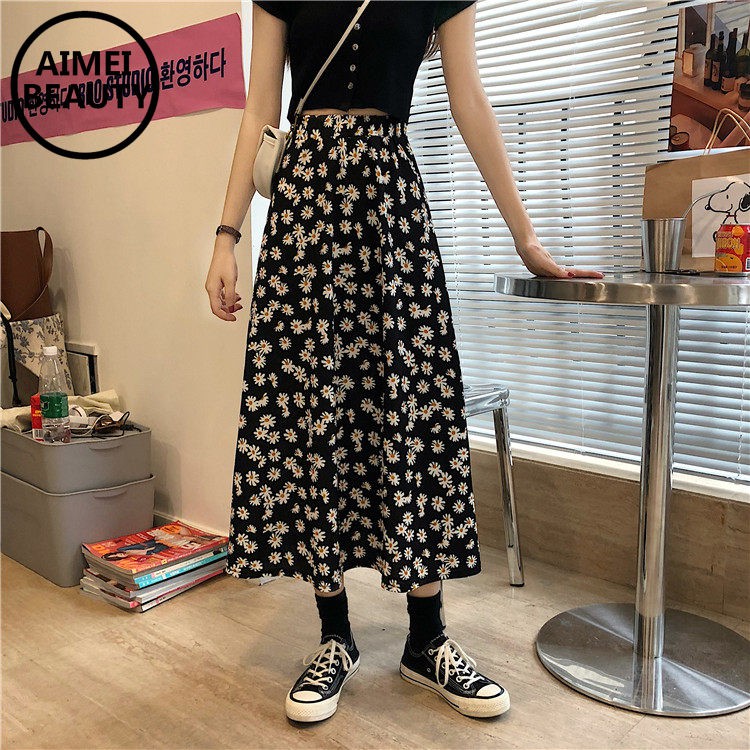 Chân Váy Dài Họa Tiết Hoa Cúc Thời Trang Cho Nữ