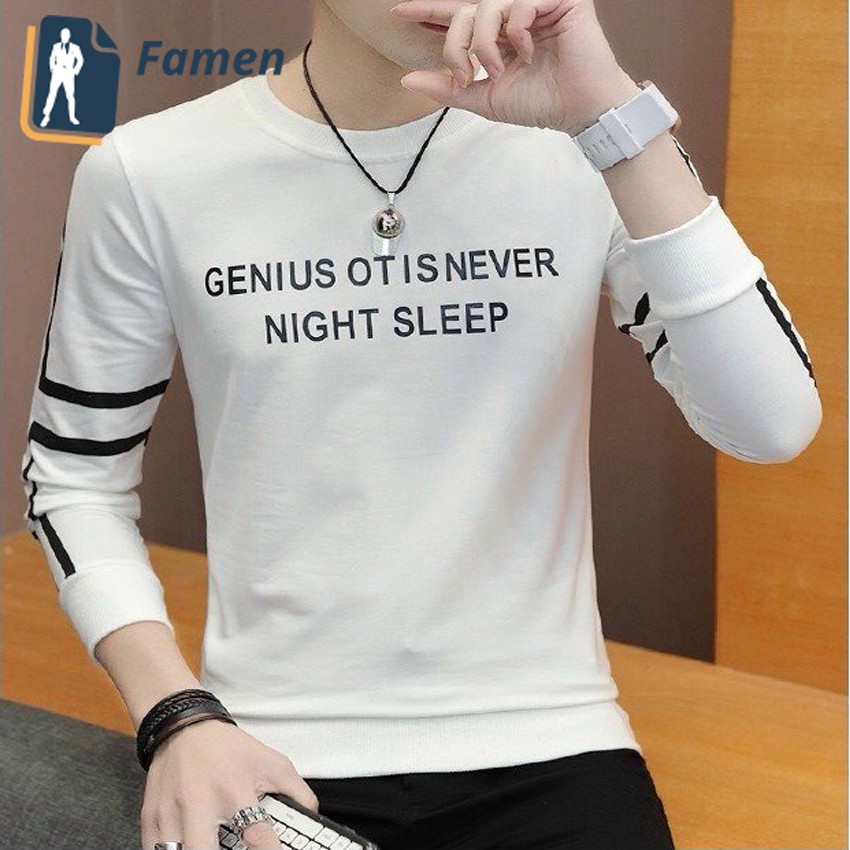 Áo thun tay dài nam, cổ tròn, chất cotton co giãn chống xù cao cấp tại shop Famen | BigBuy360 - bigbuy360.vn