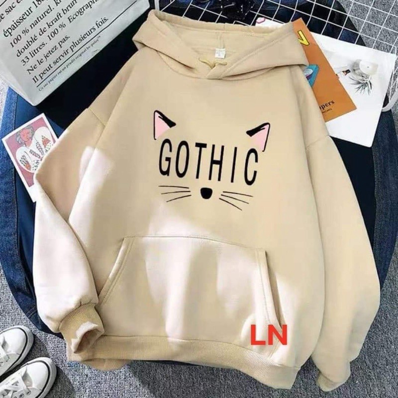 Áo hoodie hai tai mèo GOTHIC LN11