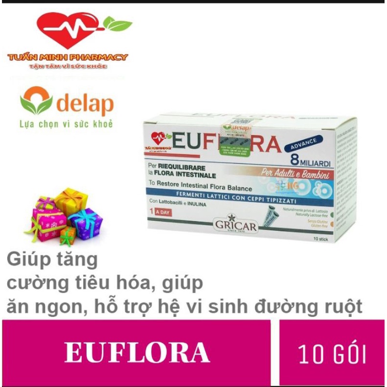 Men vi sinh Euflora - Giúp tăng cường tiêu hóa, ăn ngon, hỗ trợ hệ vi sinh đường ruột (Hộp 10 gói)