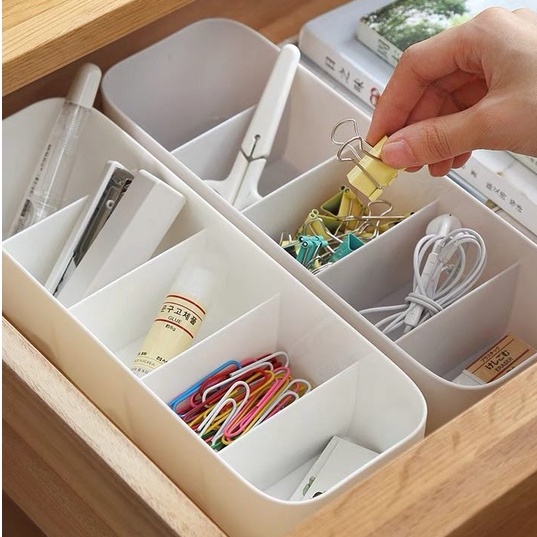 Hộp chia ngăn đựng tất, vớ, khay đựng áo lót, đồ lót gấp gọn bằng nhựa tiết kiệm không gian (chia ngăn tủ)