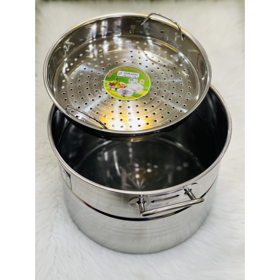 Nồi hầm, Nồi hấp đa năng, dĩa hấp có thể tháo rời, nấp kiếng kích thước đường kính 28cm-Thương hiệu Tithafac