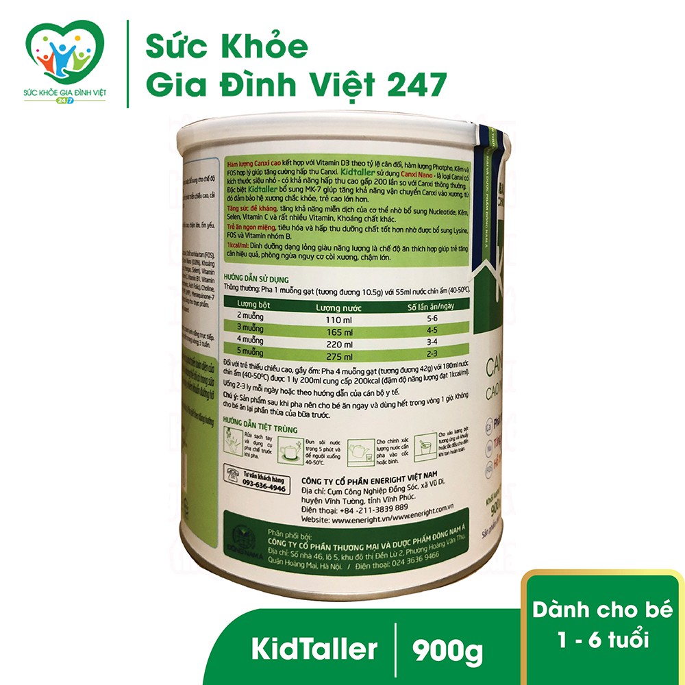 Sữa Kidtaller - Sữa dinh dưỡng phát triển chiều cao cho bé (900G)