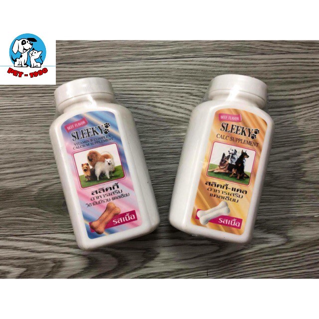 Viên Canxi Thái Sleeky - Viên Nhai Bổ Sung Canxi Cho Răng Và Xương Khớp Cho Chó Mèo Vị Bò, Gà