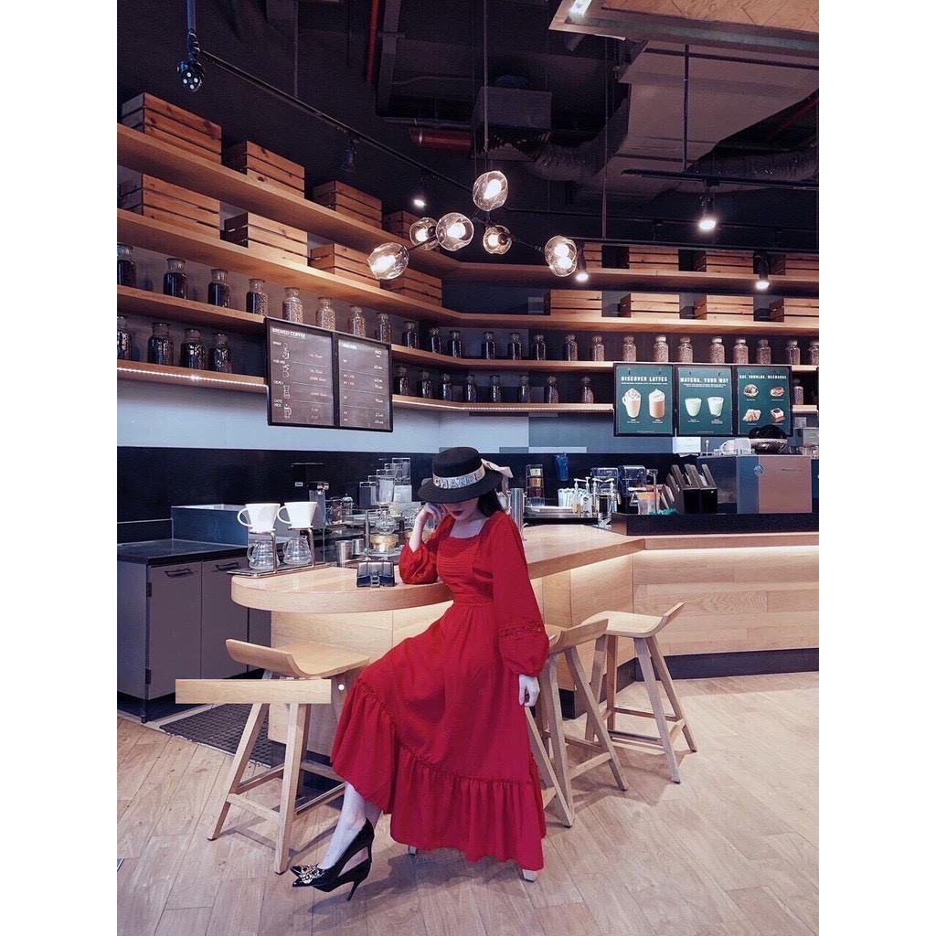 Đầm váy nữ maxi💗Hàng cao cấp💗dự tiệc ngực xếp ly tay dài phối ren chất Lụa siêu xinh | BigBuy360 - bigbuy360.vn