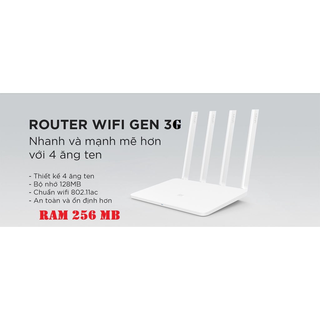 [TIẾNG VIỆT] Router wifi Xiaomi Gen3G AC1200Mbps cổng Lan 1Gbps băng tần kép xuyên tường, kích sóng wifi Tiếng Việt