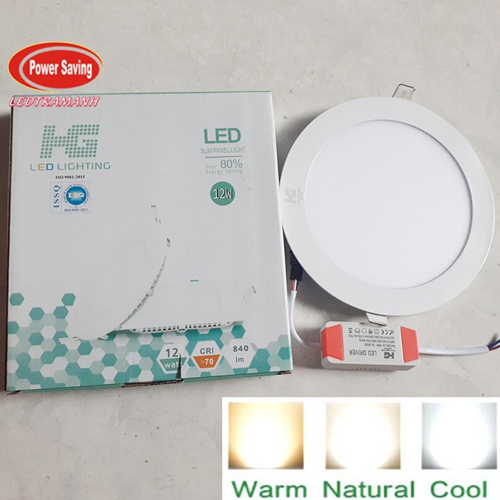 Đèn led âm trần 12W 3 màu HG chính hãng