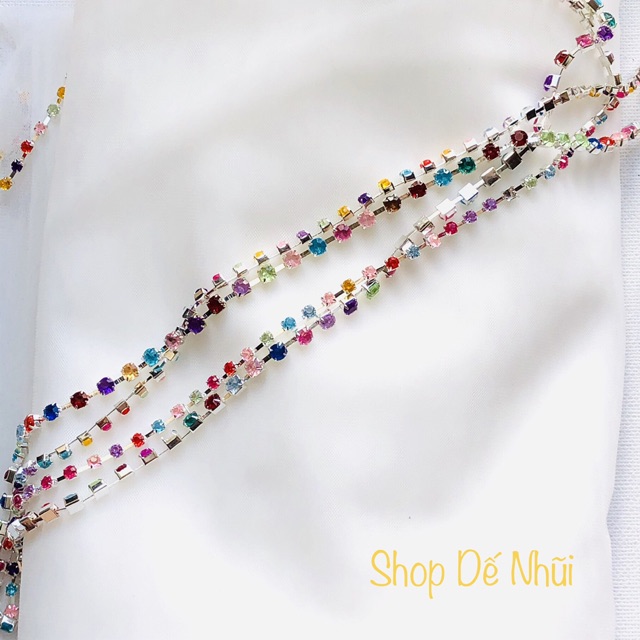 1m Dây Hợp Kim Đính Hạt Nhựa Giả Đá