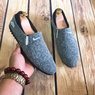 Giầy lười vải nam đế êm màu ghi thời trang ( Chất Store )