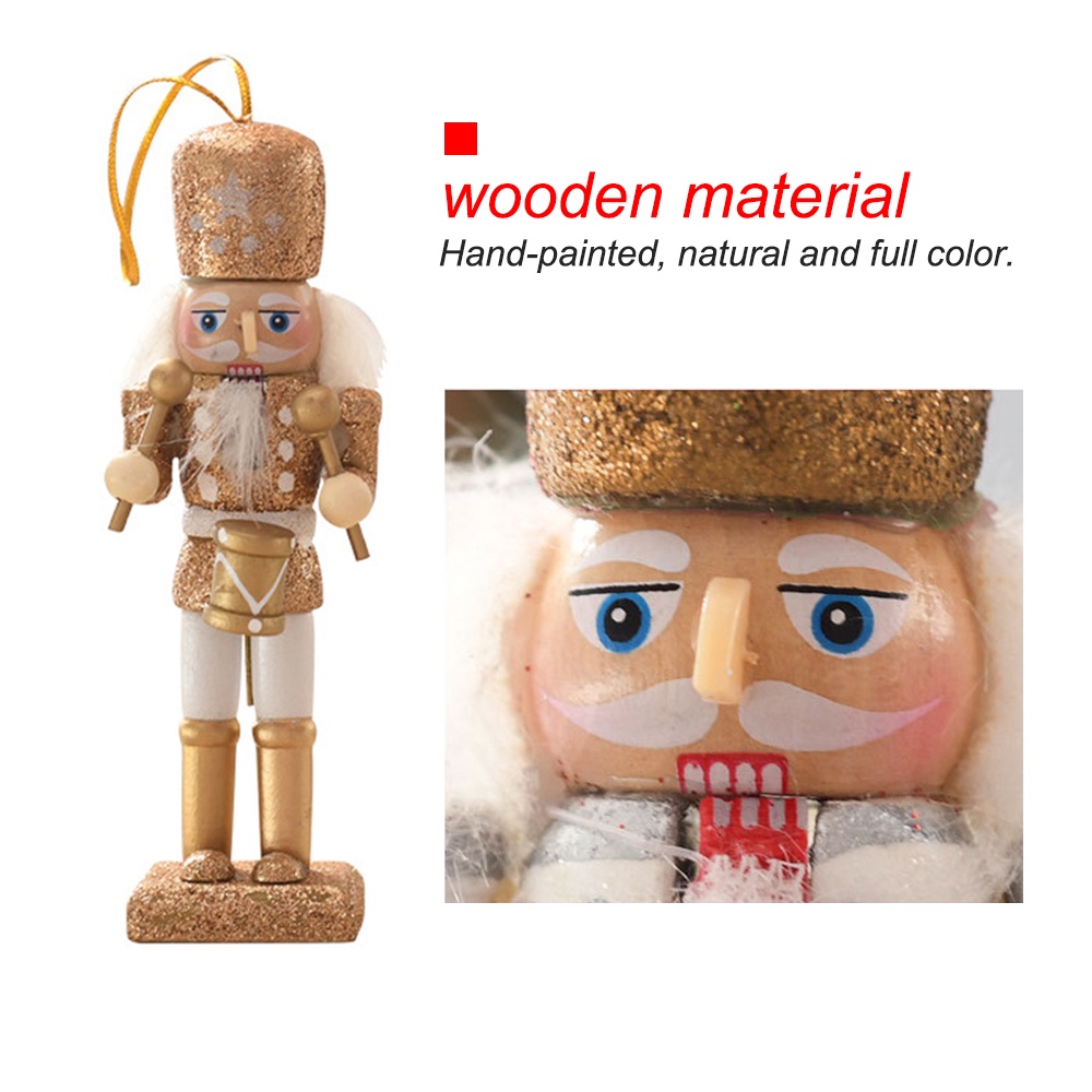 Set 5 Búp Bê Gỗ Đính Hạt Dẻ Lấp Lánh Trang Trí Giáng Sinh