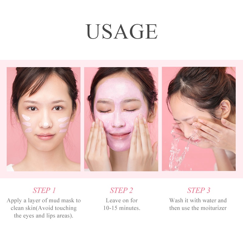 Mặt nạ bùn LAIKOU chiết xuất hoa anh đào dưỡng ẩm kiềm dầu làm sáng da chống lão hóa cao cấp 5g