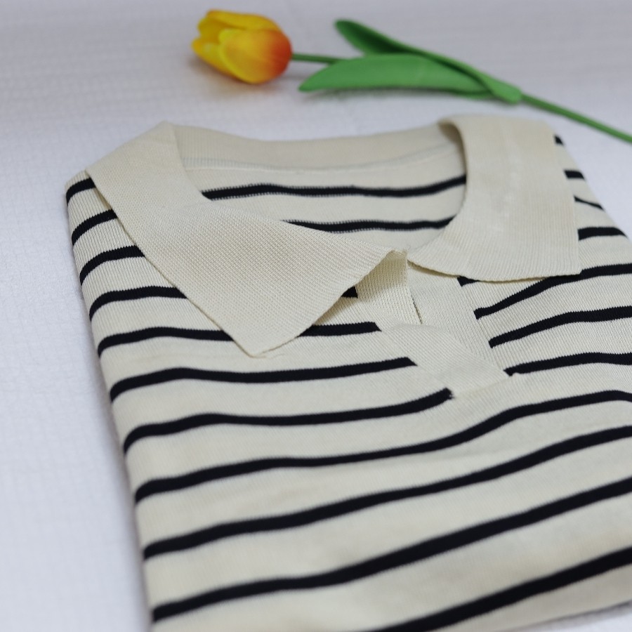 Áo len nữ cổ chữ V dài tay kẻ ngang phong cách Hàn Quốc đẹp | BigBuy360 - bigbuy360.vn