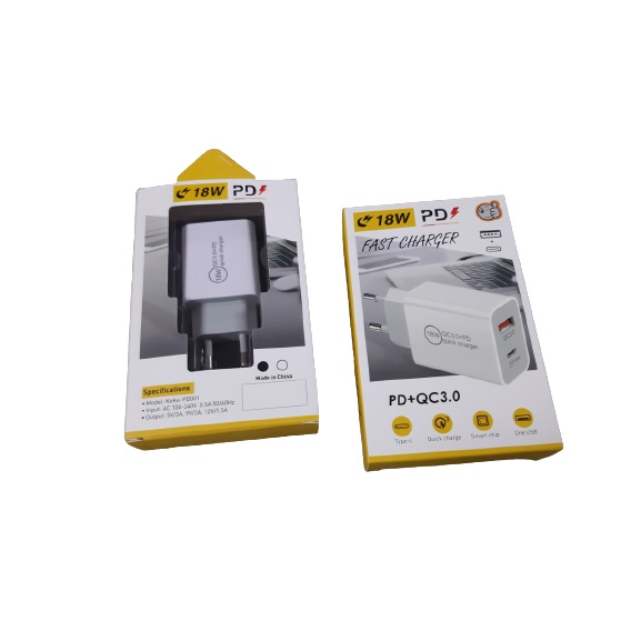Củ sạc nhanh 2 cổng 18W PD và QC 3.0 cho điện thoại và máy tính bảng