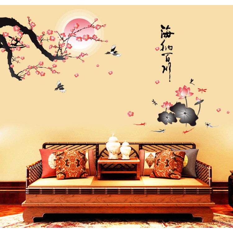 Tranh phong cảnh 3D, Giấy dán tường, DECAL trang trí, tranh phong thủy