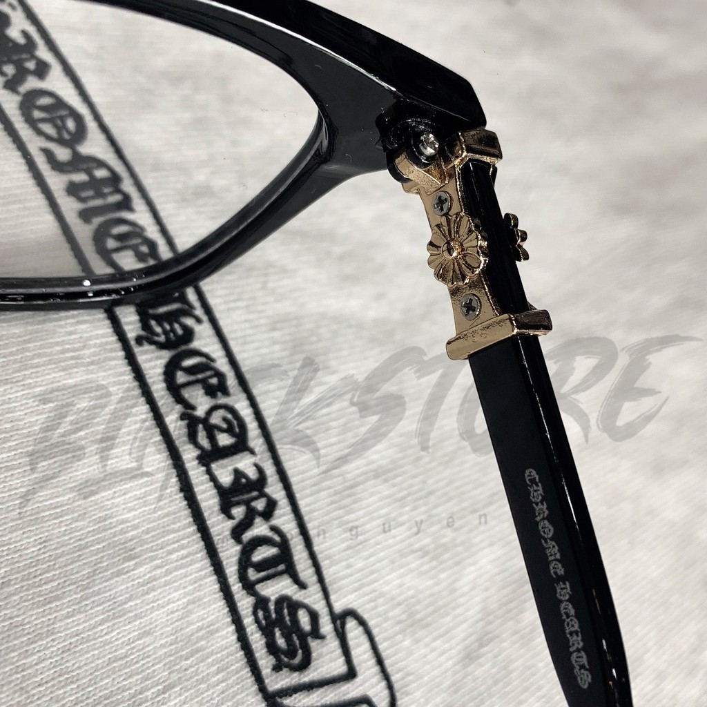 Kính CHROME HEART Thời Trang Cao Cấp Season 6 - Gọng đen Charm Vàng Bạc Unisex