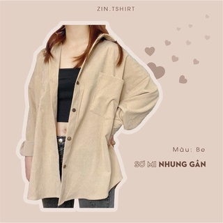 ÁO KHOÁC SƠ MI NHUNG DÁNG RỘNG PHONG CÁCH HÀN QUỐC