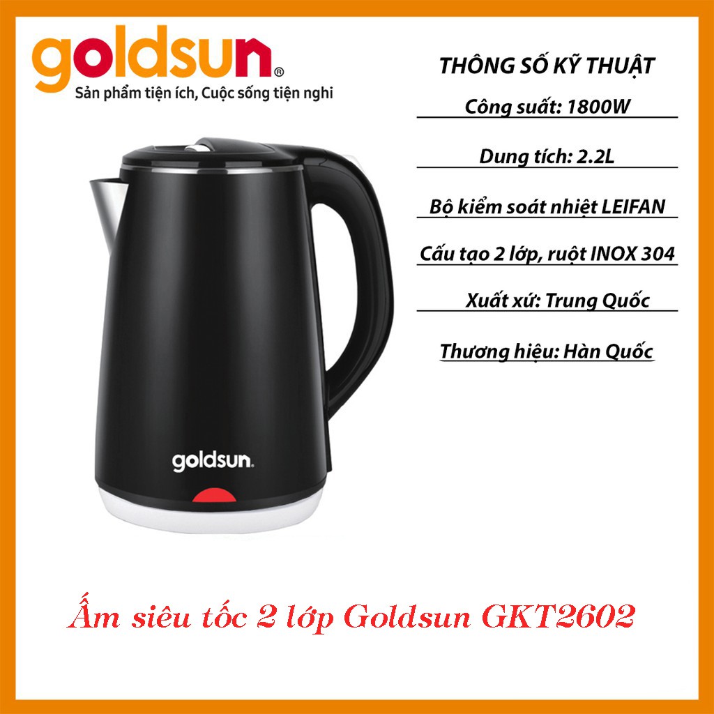 Bình Ấm Đun Siêu Tốc Goldsun Chính Hãng