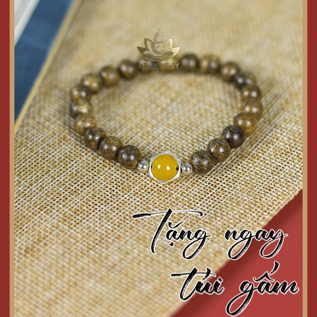 Vòng Trầm Hương Tròn Đơn KIM BẢO Trợ Mệnh Size 6/7/8/10mm - Đá Phong Thủy - Chính Hãng | MTH JEWELRY