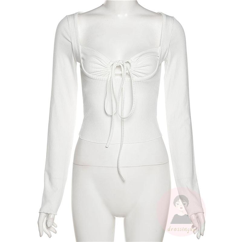 Áo Thun Tay Dài Cổ Yếm Màu Sắc Thời Trang Cho Nữ