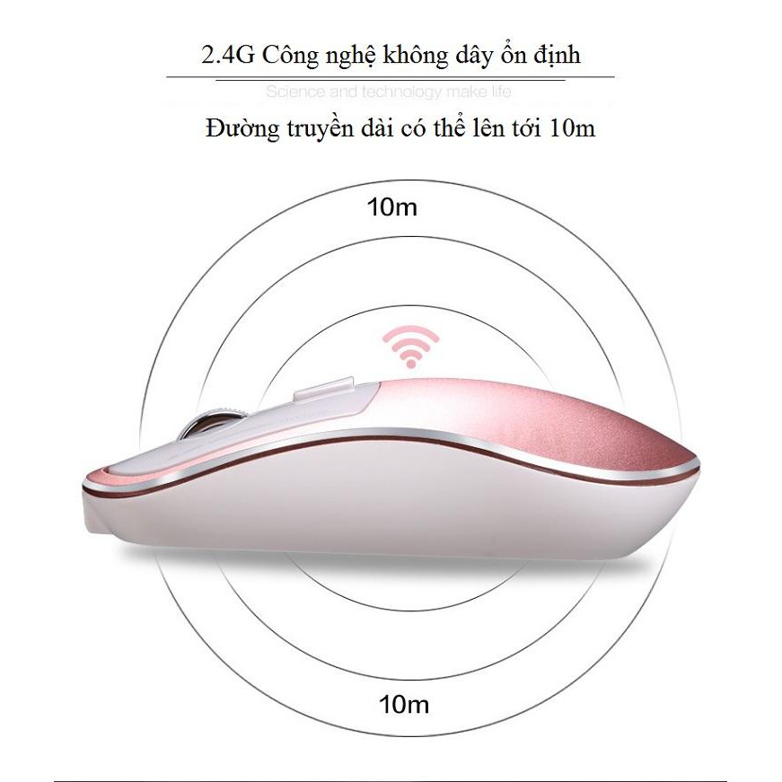 Chuột bluetooth ⚡Bảo hành 6 Tháng⚡ Chuột không dây tặng kèm miếng lót kim loại - Chuột máy tính kết nối qua đầu thu USB