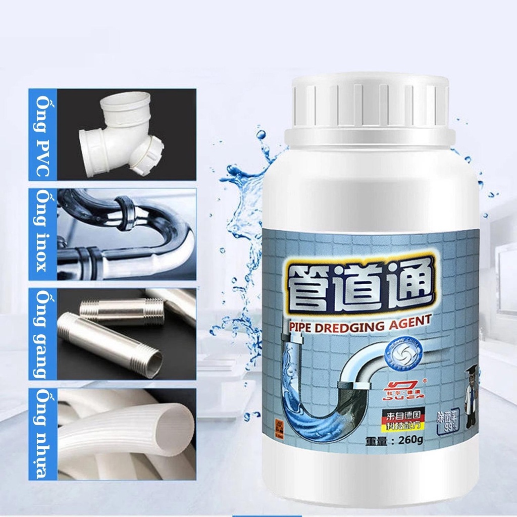 [GIÁ TỐT] Bột thông cống nhà bếp, nhà tắm xử lý nhanh tắc nghẽn dạng hạt 260g