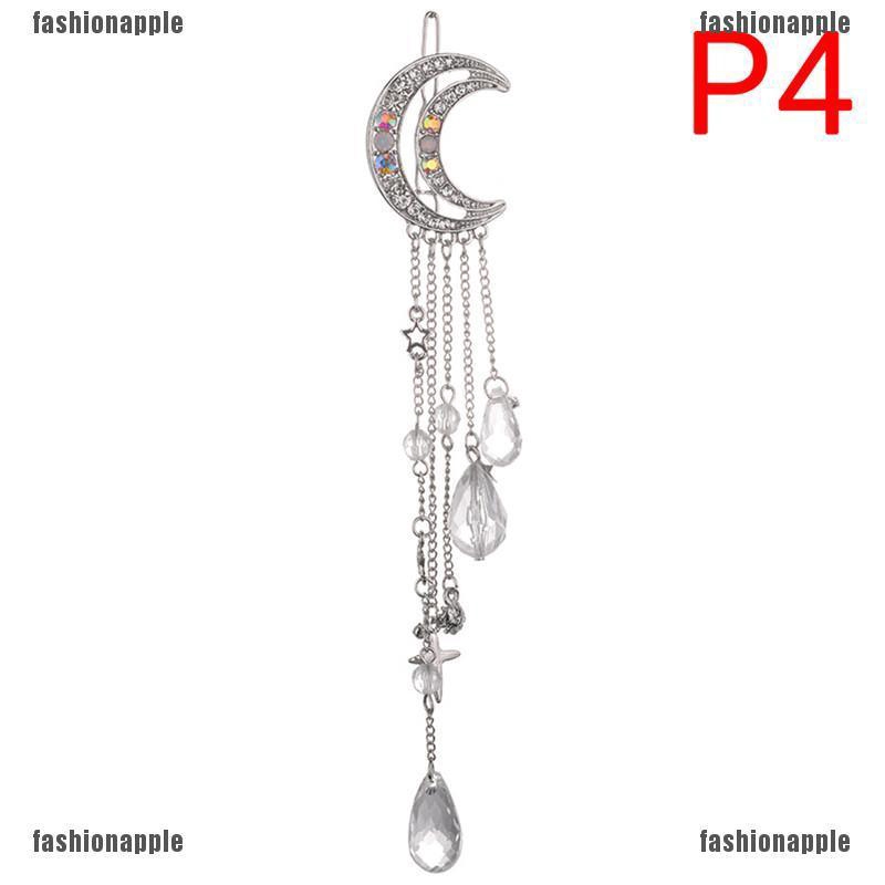 Kẹp Tóc Hình Mặt Trăng Đính Đá Thanh Lịch Cho Nữ