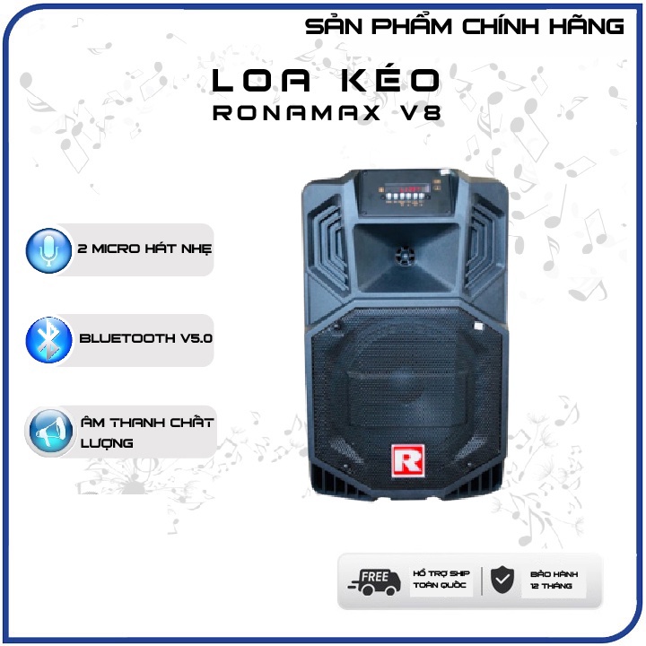 Loa kéo di động Ronamax V8, Loa kéo nhỏ gọn, âm thanh hya, 1 micro