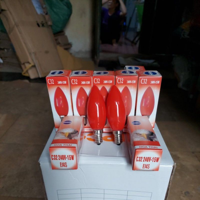 Bóng nhót đỏ C32 -15W Đui xoáy E14