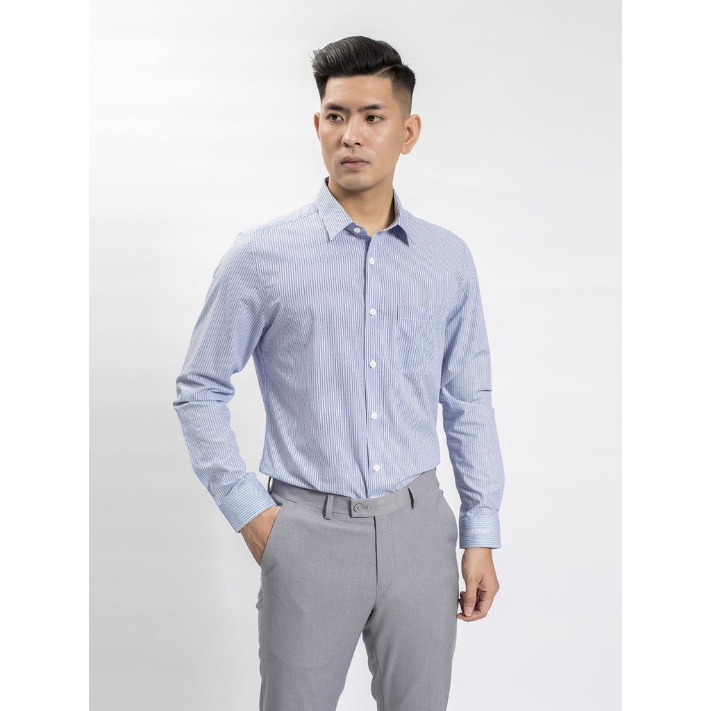 Áo sơ mi nam dài tay ARISTINO họa tiết kẻ sọc xanh đen nam tính - ALS63108