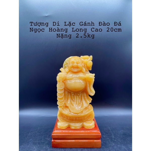 Tượng Di Lặc Đứng Gánh Đào Đá Ngọc Hoàng Long Cao 25cm