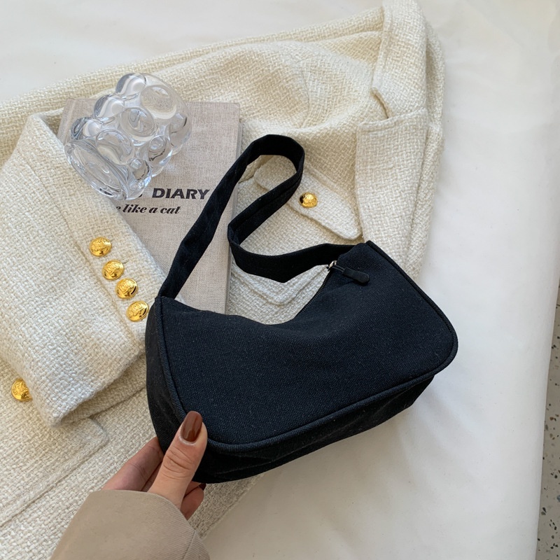 Túi đeo dưới cánh tay Bằng Vải Canvas Thiết Kế Nhỏ Gọn Giản Dị Thời Trang Mùa Xuân Dành Cho Nữ