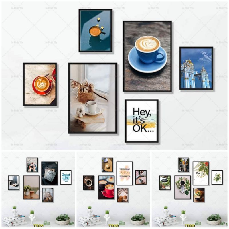 TRANH TREO TƯỜNG, DÁN TƯỜNG Inphattin decor trang trí quán cà phê, chỉ cần dán không cần khoan tường, siêu nhẹ, bền.