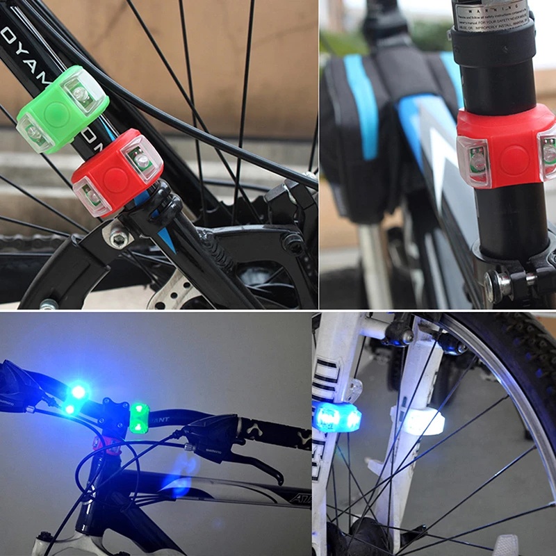 Đèn LED Neon Gắn Đuôi Xe Đạp Leo Núi / Phía Trước / Đèn Pha 3 Chế Độ Chống Mưa Chạy Bằng Pin
