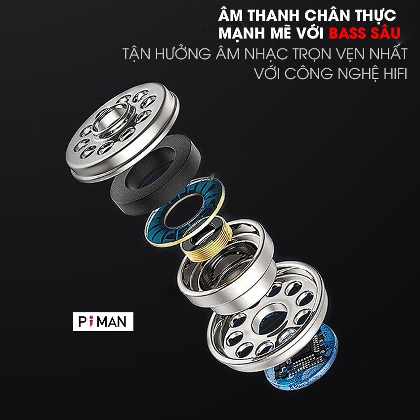 Tai nghe bluetooth 5.0 không dây nhét tai mini thể thao gaming pin trâu đèn LED hiển thị phần trăm pin Piman P14