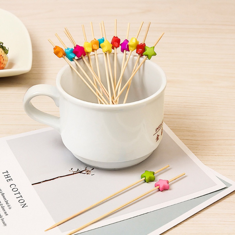 Set 100 Nĩa Tre Ăn Trái Cây / Cocktail Dùng Một Lần Kích Thước 12cm