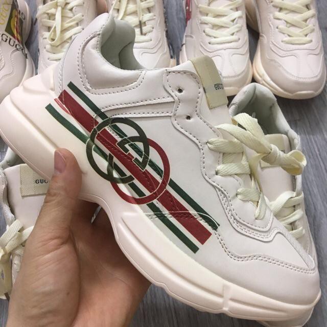 [FullBox &amp;Bill] Giầy thể thao và sneakers chunky mầu kem sọc đỏ xanh nam nữ 36-44