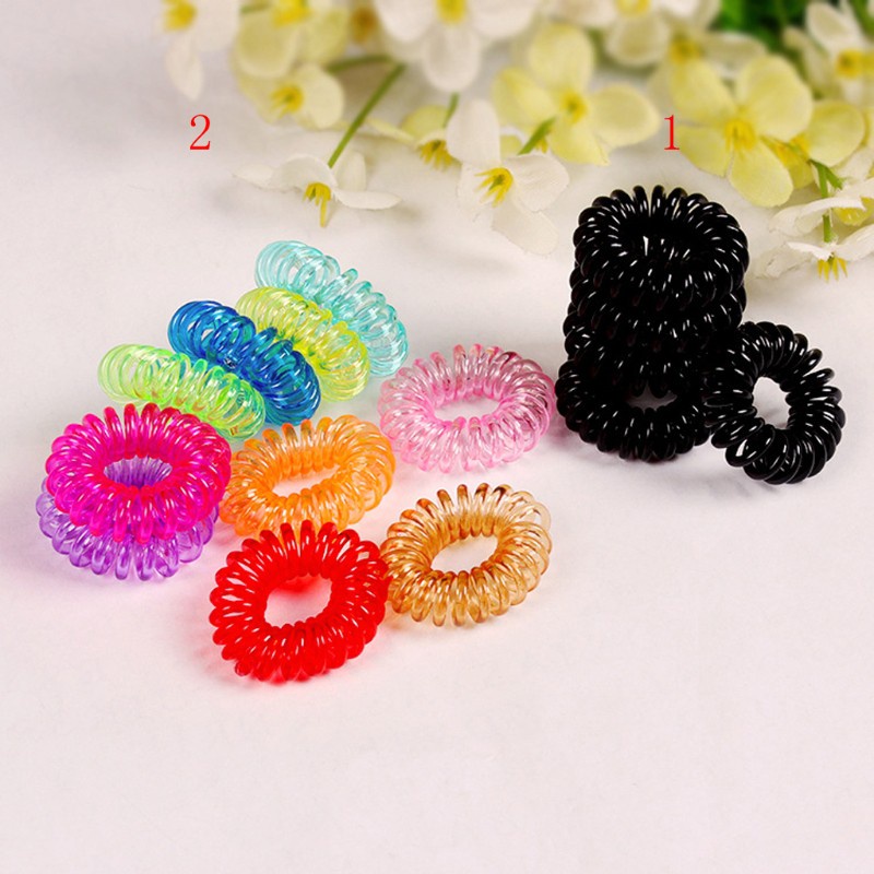 Set 10 dây buộc tóc lò xo co giãn trong suốt cao cấp