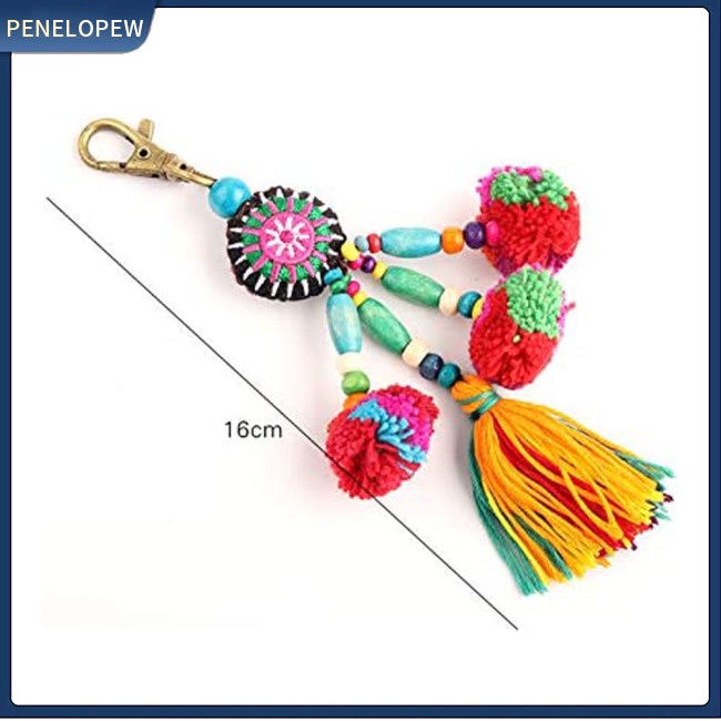 Móc Khóa Chuỗi Hạt Phối Tua Rua Phong Cách Boho Độc Đáo