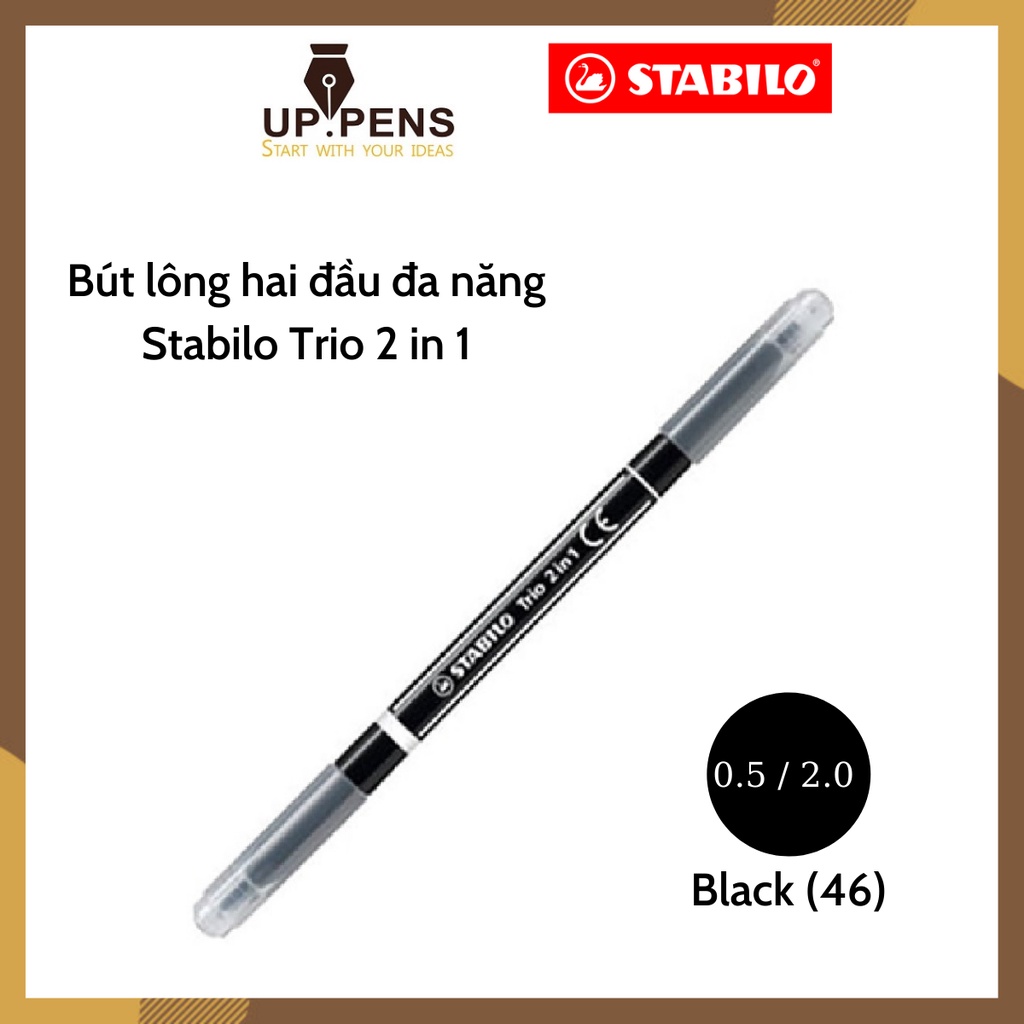 Bút lông hai đầu đa năng Stabilo Trio 2 in 1 – Màu đen (Black)