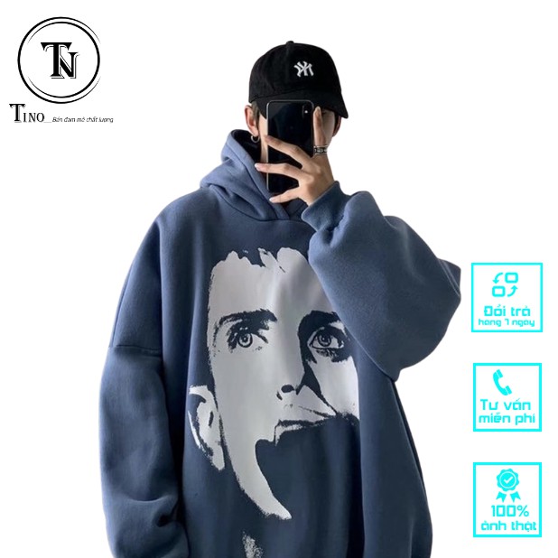 Áo hoodie - TINOWEAR áo nỉ in hoạt tiết mặt người ngầu chất form thụng phong cách Ulzzang Thời trang unisex Tino | BigBuy360 - bigbuy360.vn