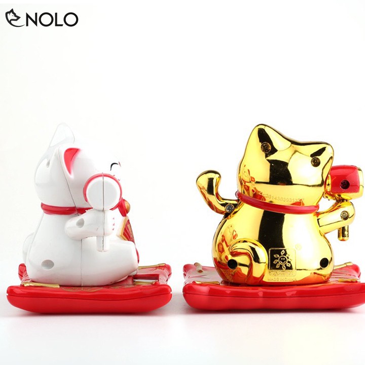 Mèo Thần Tài Chiêu Tài Khai Vận Maneki Neko Vãy Tay Dùng Nguồn Năng Lượng Mặt Trời Chất Liệu Nhựa ABS