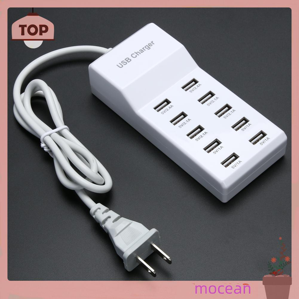Mocean 10 Port USB Home Travel Wall AC Charger Fast Charge Power Strip Adapter