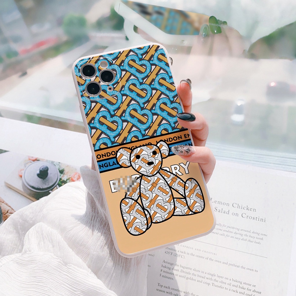 Ốp lưng iphone Gấu viền vuông iphone bảo vệ camera  cho iphone đủ mã ip 6 đến 13promax e124